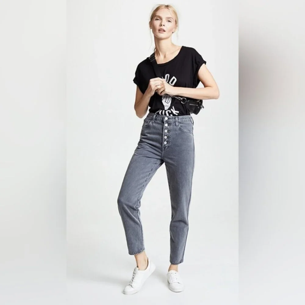J Brand Heather Button Fly Jeans High Rise Mom Straight Cropped Haven Size 27 - Picture 3 of 15